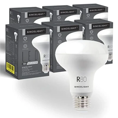 Image of SINCELIGHT R80 LED 10W Spot Light Bulbs with E27 Cap, Soft Reflector Milky Diffuser, Cool White 6000K, Rich Color RA≈92, Pack of 6