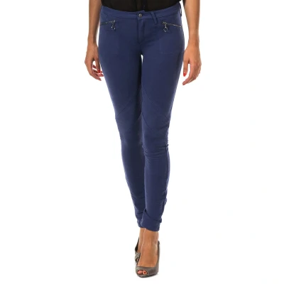 Image of Met Womens Elastic pants style legging with belt loops 10DBF0752 woman Blue Cotton Size 24 (Waist)