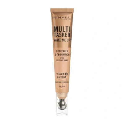 Image of Rimmel Multi Tasker Wake Me Up Foundation &amp; Concealer 030 Light, Depuffs Brightens Dark Circles, Metallic Cooling Applicator, Caffeine Victamin C, 2% Niacinamide, Vegan, Cruelty free