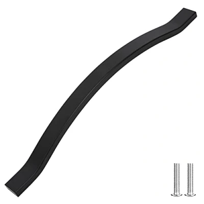 Image of Decoranddecor Bow Pull Handles for Cabinets Cupboards Furnitures Alloy Material (Matt Black, 224mm)