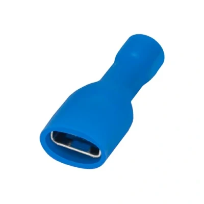 Image of Heschen Female Quick Disconnects Vinyl Fully Insulated 6.3x0.8 mm Cable Terminal for 1.5 2.5mm² (16 14 AWG) Blue 100Pack