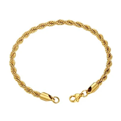 Image of GOLDCHIC JEWELRY Gold Rope Chain Bracelet, 3mm Chunky Men Twist Link, 21CM