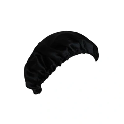 Image of Jasmine Silk 100% Pure Mulberry Sleep Cap Bonnet (Black)