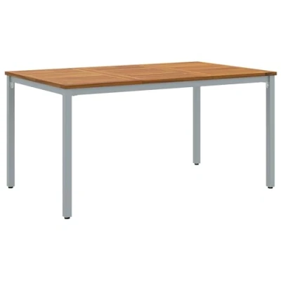 Image of vidaXL outdoor dining table solid wood/metal brown/grey 150x90 cm alfresco balcony/garden/patio
