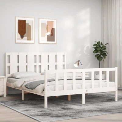 Image of vidaXL Bed Frame without Mattress White 160x200 cm Solid Wood Pine