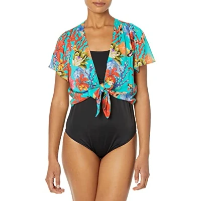 Image of Desigual Amaranta Top 22SWMW14 SS22 Cropped Summer Blouse Blue