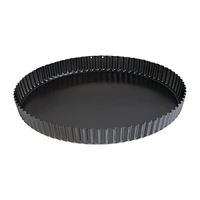 Image of Vogue DB568 Non Stick Quiche Tin Loose Base 300mm 11 3/4&quot;, Black