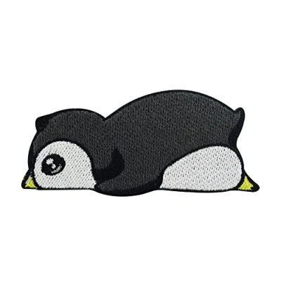 Image of Cute Lying Penguin Iron on Patch Animals Embroidery Patch, Animal ironable Patches, Penguins Badges Finally Home