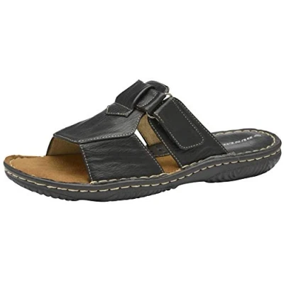 Image of DUNLOP Mens Sandals Memory Foam Touch Fastening Open Toe Flip Flop Mules Summer Shoes (12 UK, Black)