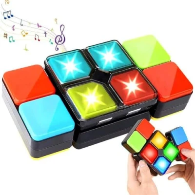 Image of The Magic Toy Shop Cube With 4 Modes, Music &amp; Lights Electronic Gadgets Brain Teasers For Children, Travel Games Kids, Educational Stem Toys, Memory Puzzle