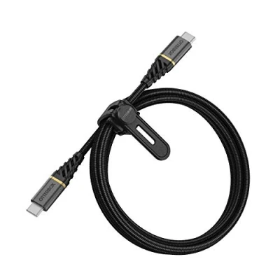 Image of OtterBox Premium Reinforced Braided USB C to Cable, Fast Charging Cable for Smartphone and Tablet, Ultra Rugged, Bend Flex Tested, 1M, Black