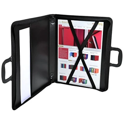 Image of Clairefontaine Ref ZPC A2Z Goldline PP Presentation Case (without rings) A2 Sized, Lightweight &amp; Durable, Full Interior Pocket, Elastic Straps, Nylon Zip Black