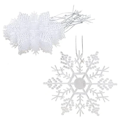 Image of Christmas Concepts® Pack of 12 10cm Glitter Snowflake Hanging Decorations (Clear)