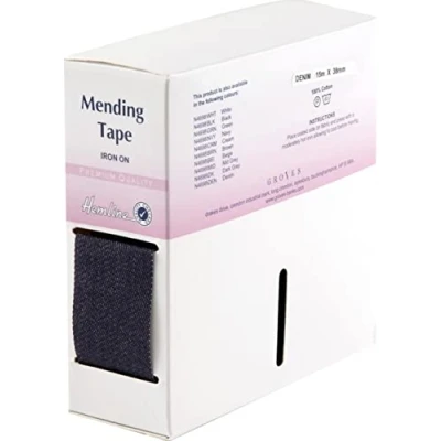 Image of 38mm Hemline Iron On Repair Mending Tape Denim per metre
