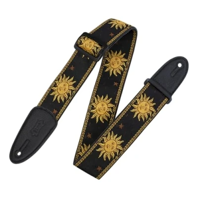 Image of Levy&#039;s MPJG Sun BLK Polyester/Vinyl Guitar Strap Jacquard Black