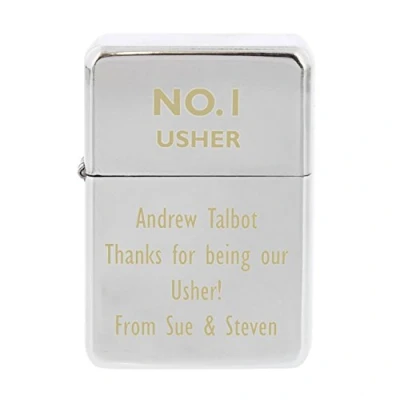 Image of Custom Personalised No.1 Laser Engraved Windproof Silver Lighter. Ideal for Mothers day, Fathers Wedding, Xmas, and Birthdays.