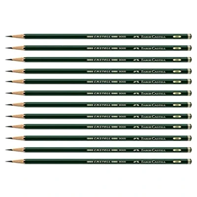 Image of Faber Castell pencils, 9000 art graphite 2B pencils for drawing, writing, shading, sketch, supplies, school 12 pack (2B)