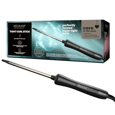 Image of REVAMP Progloss Tight Curl Stick Hot Ceramic Infused with Oil, 3 m Tangle Free Cable, Temperature Control and Automatic Shut Off Black