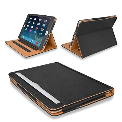 Image of MOFRED® Black &amp; Tan Apple iPad Air (Released 2013) Executive Leather Case Voted by &quot;The Daily Telegraph&quot; as #1 Case! (For Models A1474,A1475 and A1476)