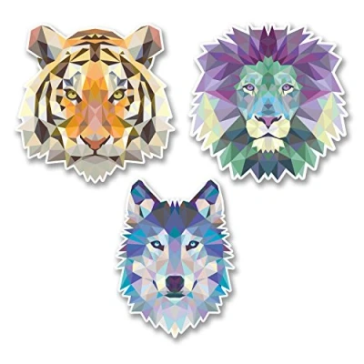 Image of 3 x 10cm Funky Lion Tiger Husky Wolf Vinyl Stickers Decals Laptop Car Bike #6224 (10cm Tall.)