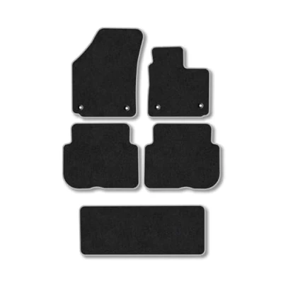Image of Car Mats Compatible with VW Touran (2003 2007) Tailored Fit Grey Carpet Floor Set Accessory Custom 4 Pieces Anti Slip Backing &amp; Binding Trim Edge