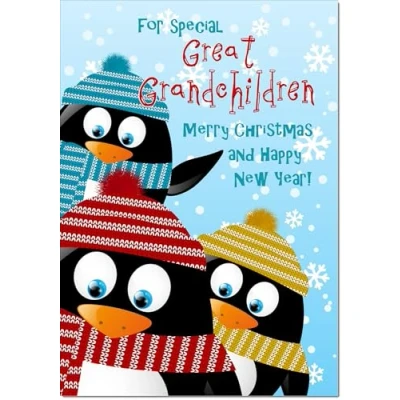 Image of doodlecards Great Grandchildren Cute Christmas Card Medium Size with Plain Envelope