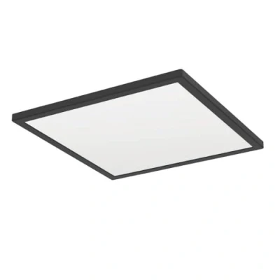 Image of Eglo LED Ceiling Light Fitting Rovito, Round lamp, Bathroom Lighting, Flush luminaire Made of Plastic in Black and White, Warm White Cold IP44, 39x39 cm