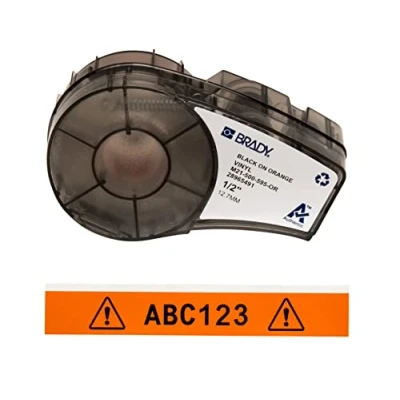 Image of Brady Vinyl Label Tape for Printer M211 &amp; M210 Self Adhesive Labels Black on Orange (12.70mm x 6.40m) M21 500 595 OR