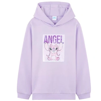 Image of Disney Stitch Hoodie for Girls Teens, Warm Hooded Sweatshirt Soft Fashion Jumper Casual Activewear Long Sleeve Pullover Gifts (Purple Sequin Stitch, 13 14 Years)
