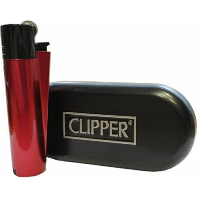 Image of 1 x Clipper Steel Metal Night Lighter. Red Black.