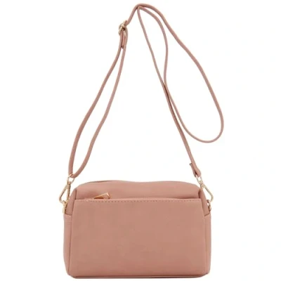 Image of FashionPuzzle Triple Zip Small Crossbody Bag, Dusty Pink, One Size