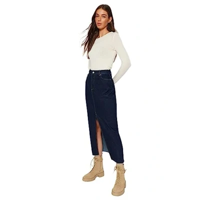 Image of Trendyol FeMan A line Denim Skirt,Dark Blue,38
