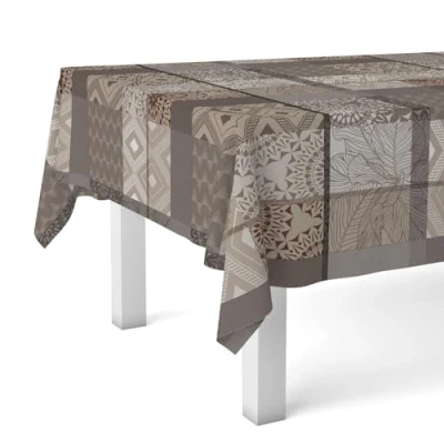Image of Martina Home Tablecloth Oilcloth Pompe Brown 140 Round