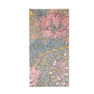 Image of Kalendarz Paperblanks 2025 Morris Pink Honeysuckle Slim tygodniowy HOR: tydzień na dwóch stronach, zamykany gumkę, Papier 100 GSM