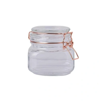 Image of 600ml Glass Copper Clip Top Storage Jar Preserve Jam