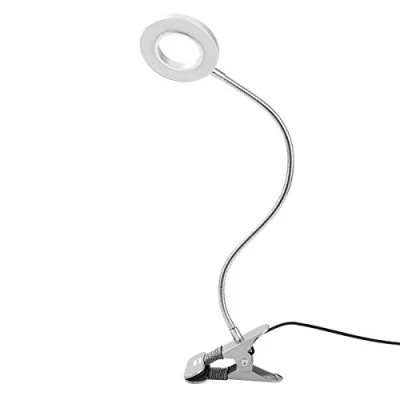 Image of New Flash LED Clip Desk Lamp, 3 Color Modes &amp; 10 Dimmable Brightness, USB Powered Eye Care Flexible On Reading Light Bedside Lamp for Studying Office Gaming Craft Drawing (Chrome, 7W)