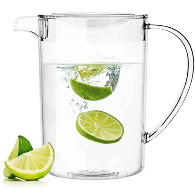 Image of Youngever 2L Re usable Plastic Pitcher Jug with Lid, Clear Water Carafe