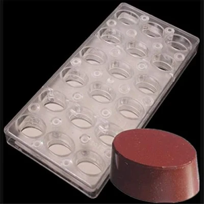 Image of 18 Cavities Oval Shaped Polycarbonate Chocolate Mold, Magnetic Transparent PC Clear Baking Tray, Handmade Confectionery Candy Maker, DIY Jelly Bakeware Mold