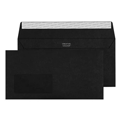 Image of Blake Creative Colour 214 DL+ 114X229MM 120 gsm Peel and Seal Wallet Envelope Jet Black (Pack of 500)