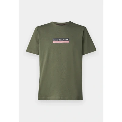 Image of Tommy Hilfiger BOX TEE Print Tshirt, Men&#039;s, Size: XL, Battle green