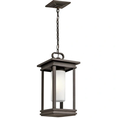 Image of South Hope 1 Light Small Outdoor Ceiling Chain Lantern Bronze IP44, E14