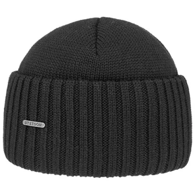 Image of Stetson Northport Winter hat Made of Merino Wool Cap in Italy Seaman&#039;s for Women/Men Fall/Winter Black One Size
