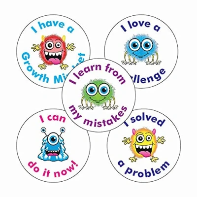 Image of 300 Mixed Growth Mindset Childrens Pupils School Teachers Reward Stickers Value Pack 25mm Primary Teaching Services