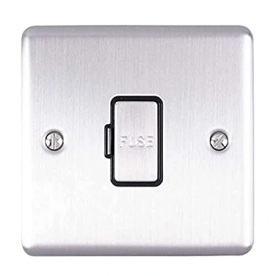 Image of Enhance Decorative Unswitched Fuse Spur Satin Stainless Finish WithBlack Trim