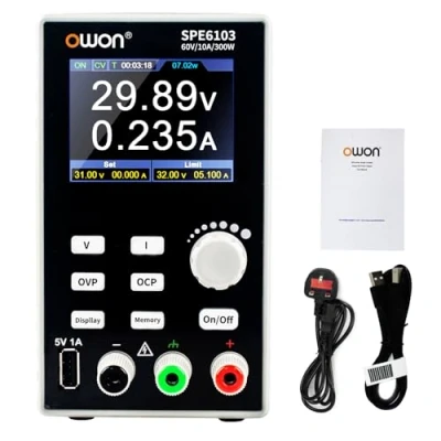 Image of OWON SPE6103 Programmable DC Power Supply (0 60V 0 10A) High Precision 4 Digit Multiple Protection,300w lab Bench with PC Software and USB Charging