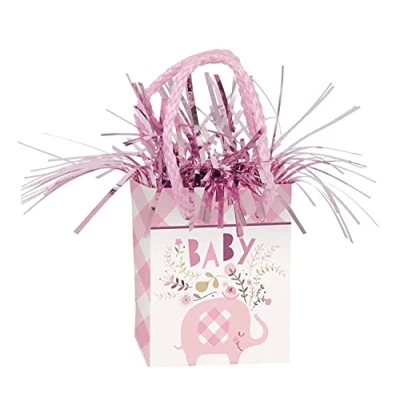 Image of Pink Floral Elephant Mini Gift Bag Balloon Weight (6cm x 13cm) Charming Design to Keep Party Anchored in Style Perfect for Baby Showers, Birthdays, &amp; Celebrations 1 Pc