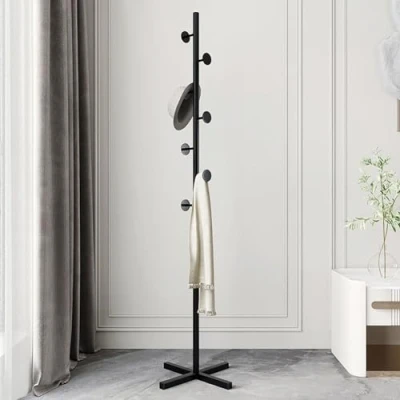 Image of FairyHover Coat Rack Clothing Hanger Umbrella Holder and Hat Organizer Free Standing Tree with 8 Hooks for Entryway Living Room Hall D,43 * 170CM