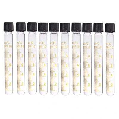 Image of SKYPRO 10 Pcs 10ml Centrifuge Tubes Graduated Glass Test with Screw Caps High Temperature Resistant Calibration