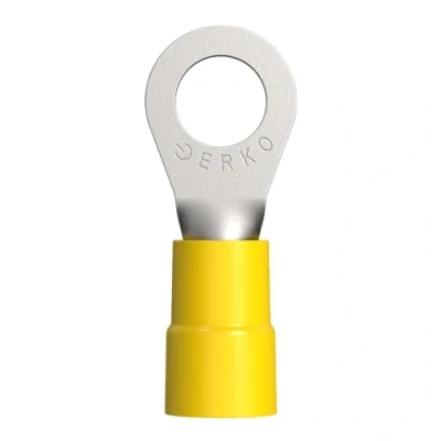 Image of ERKO Pack of 100 Professional Insulated Ring terminals for M10 Screws and Wire Size 4 ÷ 6 mm² with Polyamide Insulation, Manufactured According to DIN 46234. Silver