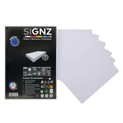 Image of SIGNZ Copier Paper, DIN A5, White, 75 g, 350 Sheets, Printer Paper for Home &amp; Office